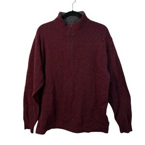Woolrich Burgundy Speckled 1/4 Zip Pullover Sweater XL Cabincore Outdoor